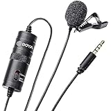 Boya by-M1 Omnidirektionales Kondensator-Mikrofon, 6 m Audiokabel, für Digitalkameras, Videokameras, Smartphones, Schwarz